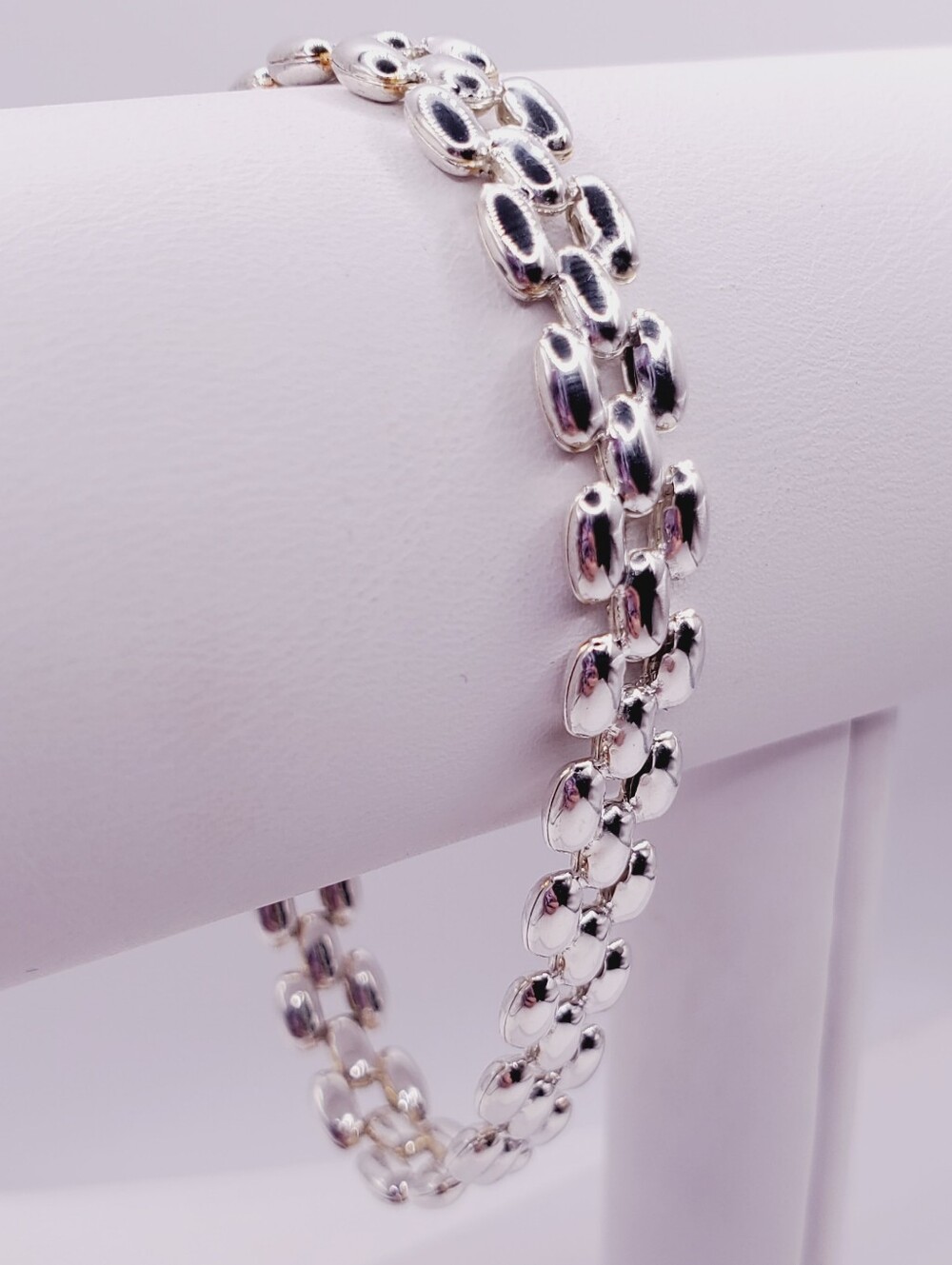 925 Sterling Silver Polished Link Bracelet - Silver